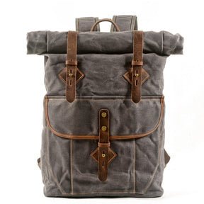 Waxed Canvas Roll Top Backpack Vintage with Laptop Sleeve