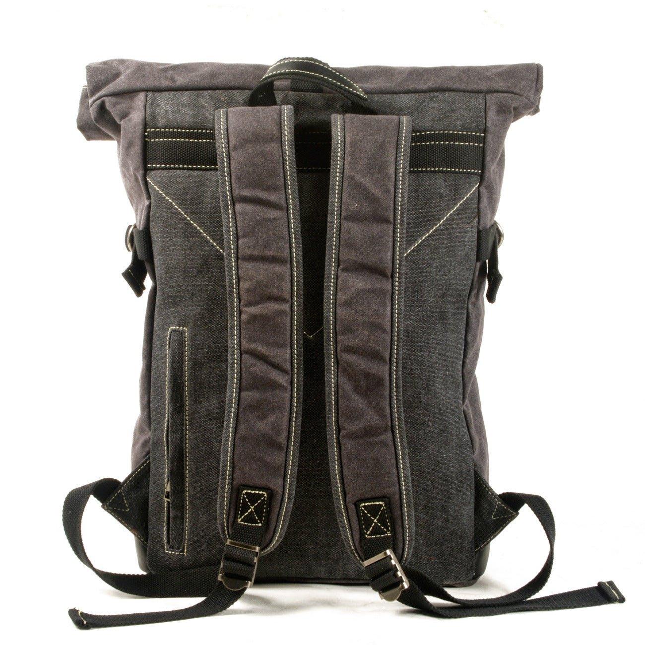 Roll Top Waxed Canvas Vintage Backpack Rucksack