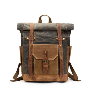 Roll Top Waxed Canvas Backpack Mens