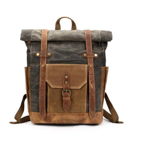 Roll Top Waxed Canvas Backpack Mens