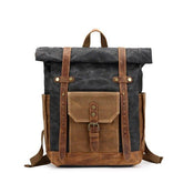 Roll Top Waxed Canvas Backpack Mens