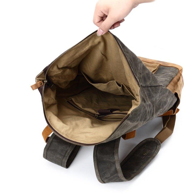 Roll Top Waxed Canvas Backpack Mens