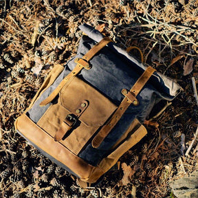 Roll Top Waxed Canvas Backpack Mens