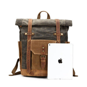 Roll Top Waxed Canvas Backpack Mens