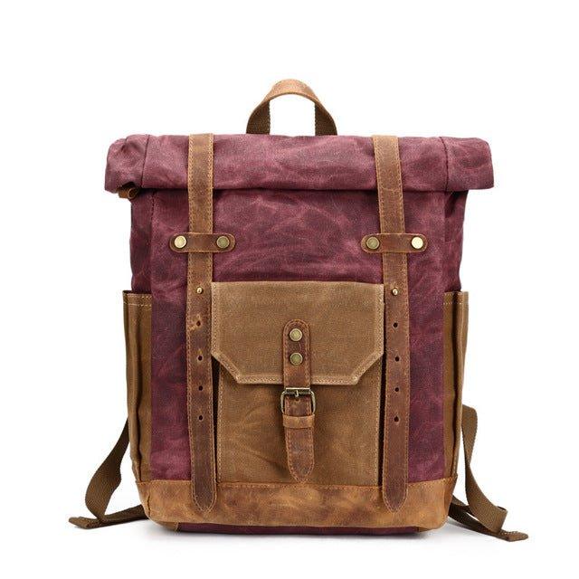 Roll Top Waxed Canvas Backpack Mens