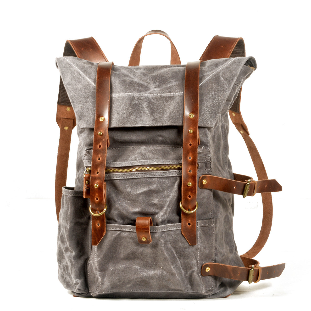 Large Waxed Canvas Hiking Backpack Rucksack Mens