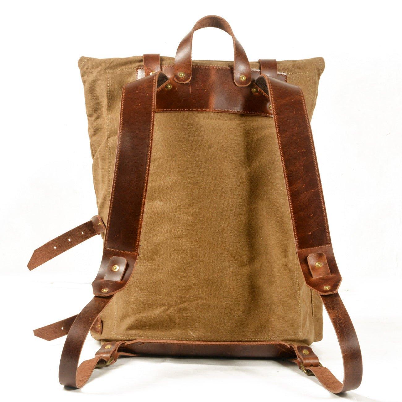 Large Waxed Canvas Hiking Backpack Rucksack Mens