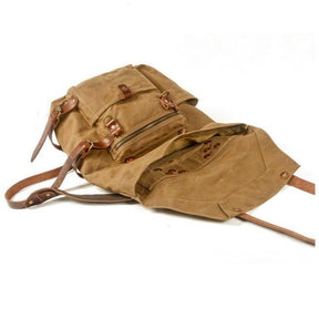 Large Waxed Canvas Hiking Backpack Rucksack Mens