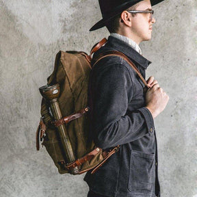 Large Waxed Canvas Hiking Backpack Rucksack Mens