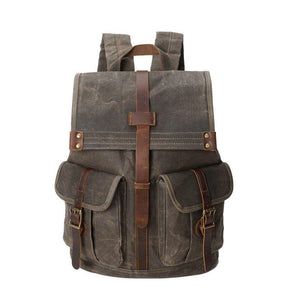 Waxed Canvas Backpack with Front Pockets