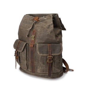 Waxed Canvas Backpack with Front Pockets