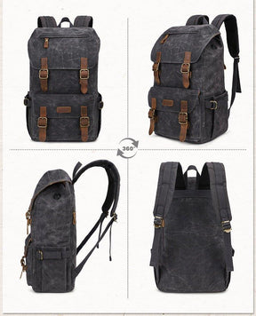 Vintage Waxed Canvas Backpack Mens with Laptop Sleeve