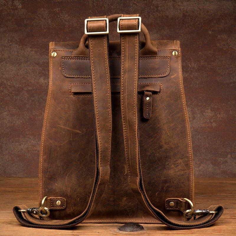 Womens Brown Leather Backpack