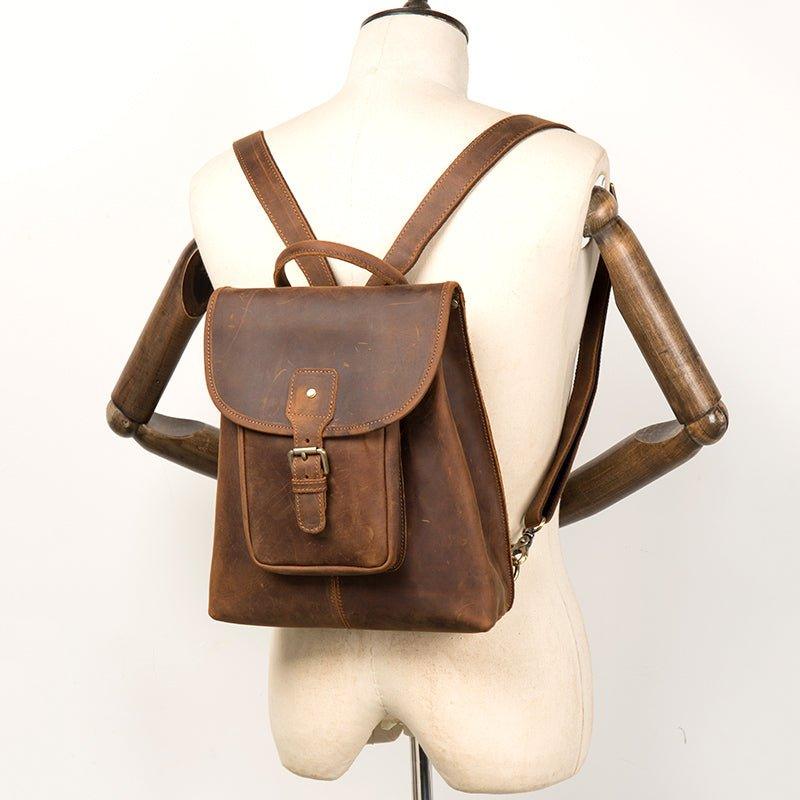 Womens Brown Leather Backpack