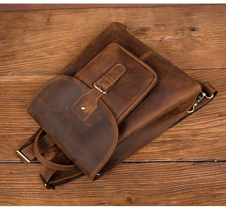 Womens Brown Leather Backpack